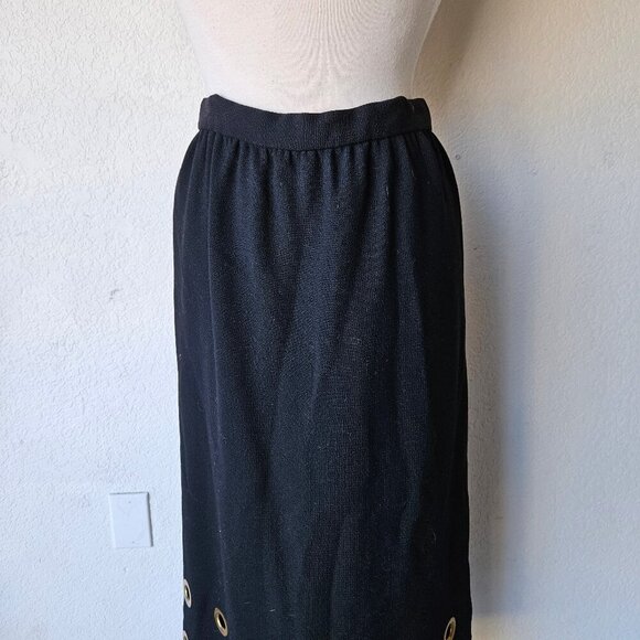 Pierre Cardin 1969 Space Age Collection Black Gold Gromets Maxi Skirt 60s Medium - Picture 5 of 8